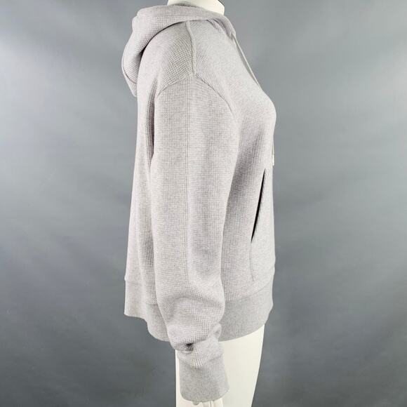 THOM BROWNE Size XL Grey Cream Cashmere Wool Waffle Hoodie Casual Top - Picture 3 of 9